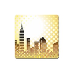 Life Urban City Scene Building Square Magnet by Simbadda