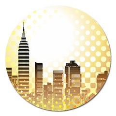 Life Urban City Scene Building Magnet 5  (round) by Simbadda