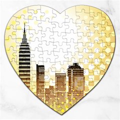 Life Urban City Scene Building Jigsaw Puzzle (heart) by Simbadda