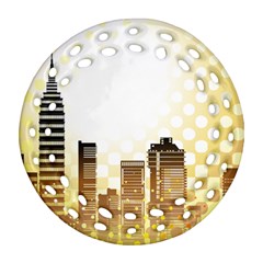 Life Urban City Scene Building Ornament (round Filigree) by Simbadda