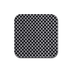 Fabric Black And White Material Rubber Coaster (square)  by Simbadda