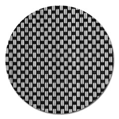 Fabric Black And White Material Magnet 5  (round) by Simbadda