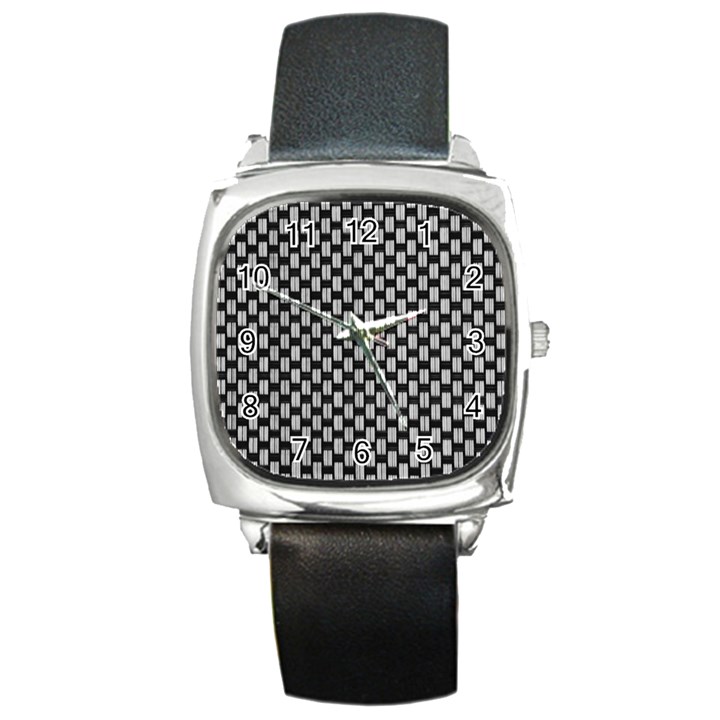 Fabric Black And White Material Square Metal Watch