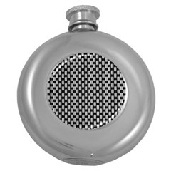 Fabric Black And White Material Round Hip Flask (5 Oz) by Simbadda