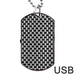 Fabric Black And White Material Dog Tag Usb Flash (one Side) by Simbadda