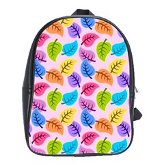 Background Abstract Leaves Color School Bag (large) by Simbadda