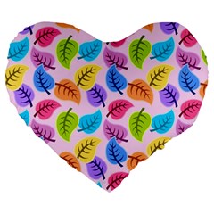 Background Abstract Leaves Color Large 19  Premium Heart Shape Cushions by Simbadda