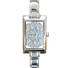 Mandala Floral Line Art Decorative Rectangle Italian Charm Watch by Simbadda