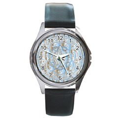 Mandala Floral Line Art Decorative Round Metal Watch by Simbadda