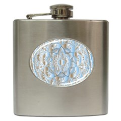 Mandala Floral Line Art Decorative Hip Flask (6 Oz) by Simbadda