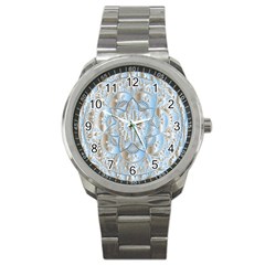 Mandala Floral Line Art Decorative Sport Metal Watch by Simbadda