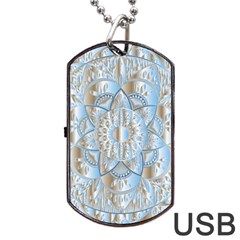 Mandala Floral Line Art Decorative Dog Tag Usb Flash (two Sides) by Simbadda