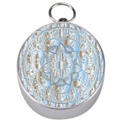 Mandala Floral Line Art Decorative Silver Compasses by Simbadda