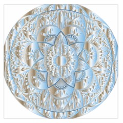 Mandala Floral Line Art Decorative Large Satin Scarf (square) by Simbadda