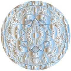 Mandala Floral Line Art Decorative Wooden Puzzle Round