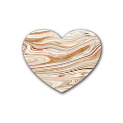 Brown And Yellow Abstract Painting Rubber Coaster (heart)  by Simbadda