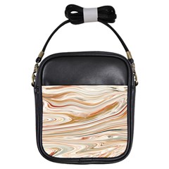 Brown And Yellow Abstract Painting Girls Sling Bag by Simbadda