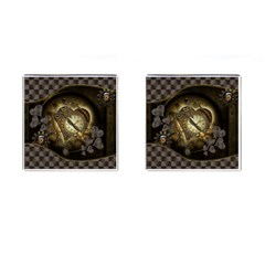 Wonderful Elegant Steampunk Heart, Beautiful Clockwork Cufflinks (square) by FantasyWorld7