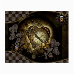 Wonderful Elegant Steampunk Heart, Beautiful Clockwork Small Glasses Cloth (2 Sides) by FantasyWorld7