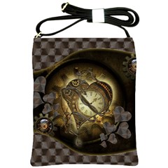 Wonderful Elegant Steampunk Heart, Beautiful Clockwork Shoulder Sling Bag by FantasyWorld7