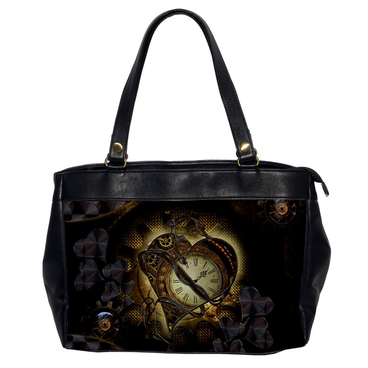 Wonderful Elegant Steampunk Heart, Beautiful Clockwork Oversize Office Handbag