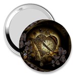 Wonderful Elegant Steampunk Heart, Beautiful Clockwork 3  Handbag Mirrors Front