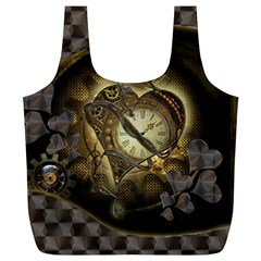 Wonderful Elegant Steampunk Heart, Beautiful Clockwork Full Print Recycle Bag (xl) by FantasyWorld7