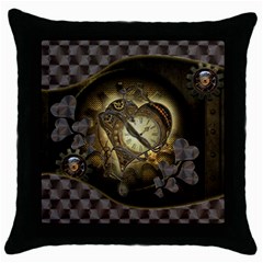 Wonderful Elegant Steampunk Heart, Beautiful Clockwork Throw Pillow Case (black) by FantasyWorld7