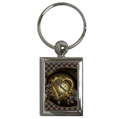 Wonderful Elegant Steampunk Heart, Beautiful Clockwork Key Chain (rectangle) by FantasyWorld7