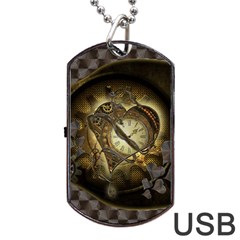 Wonderful Elegant Steampunk Heart, Beautiful Clockwork Dog Tag Usb Flash (one Side) by FantasyWorld7