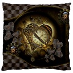 Wonderful Elegant Steampunk Heart, Beautiful Clockwork Large Cushion Case (Two Sides) Back