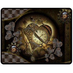 Wonderful Elegant Steampunk Heart, Beautiful Clockwork Double Sided Fleece Blanket (medium)  by FantasyWorld7