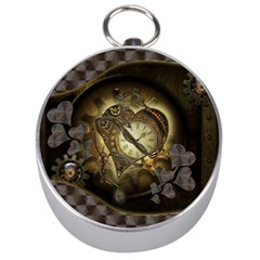 Wonderful Elegant Steampunk Heart, Beautiful Clockwork Silver Compasses by FantasyWorld7