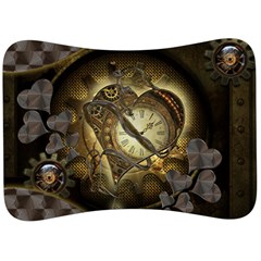 Wonderful Elegant Steampunk Heart, Beautiful Clockwork Velour Seat Head Rest Cushion by FantasyWorld7