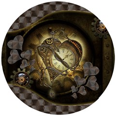 Wonderful Elegant Steampunk Heart, Beautiful Clockwork Wooden Puzzle Round by FantasyWorld7