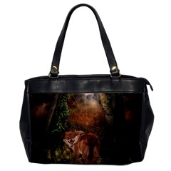 Awesome Wolf In The Darkness Of The Night Oversize Office Handbag by FantasyWorld7