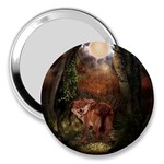 Awesome Wolf In The Darkness Of The Night 3  Handbag Mirrors Front