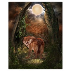 Awesome Wolf In The Darkness Of The Night Drawstring Bag (small) by FantasyWorld7