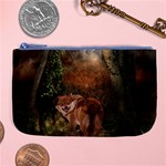 Awesome Wolf In The Darkness Of The Night Large Coin Purse Front