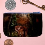 Awesome Wolf In The Darkness Of The Night Large Coin Purse Back