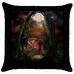 Awesome Wolf In The Darkness Of The Night Throw Pillow Case (Black) Front