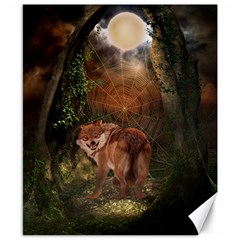 Awesome Wolf In The Darkness Of The Night Canvas 8  X 10  by FantasyWorld7