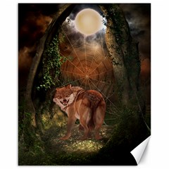 Awesome Wolf In The Darkness Of The Night Canvas 16  X 20  by FantasyWorld7