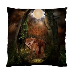 Awesome Wolf In The Darkness Of The Night Standard Cushion Case (two Sides) by FantasyWorld7