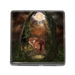 Awesome Wolf In The Darkness Of The Night Memory Card Reader (Square 5 Slot) Front