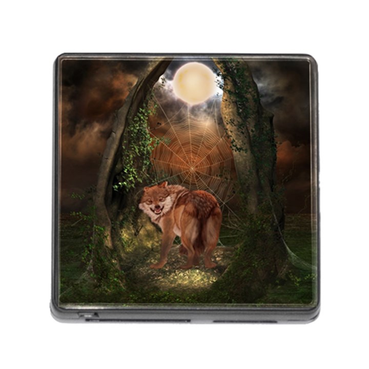 Awesome Wolf In The Darkness Of The Night Memory Card Reader (Square 5 Slot)