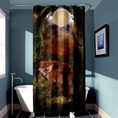 Awesome Wolf In The Darkness Of The Night Shower Curtain 36  X 72  (stall)  by FantasyWorld7