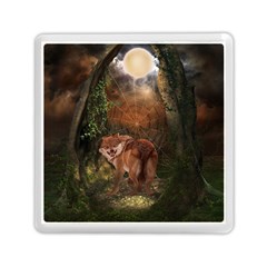 Awesome Wolf In The Darkness Of The Night Memory Card Reader (square) by FantasyWorld7