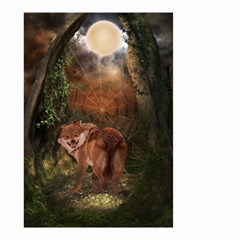 Awesome Wolf In The Darkness Of The Night Small Garden Flag (two Sides) by FantasyWorld7