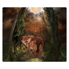 Awesome Wolf In The Darkness Of The Night Double Sided Flano Blanket (small)  by FantasyWorld7